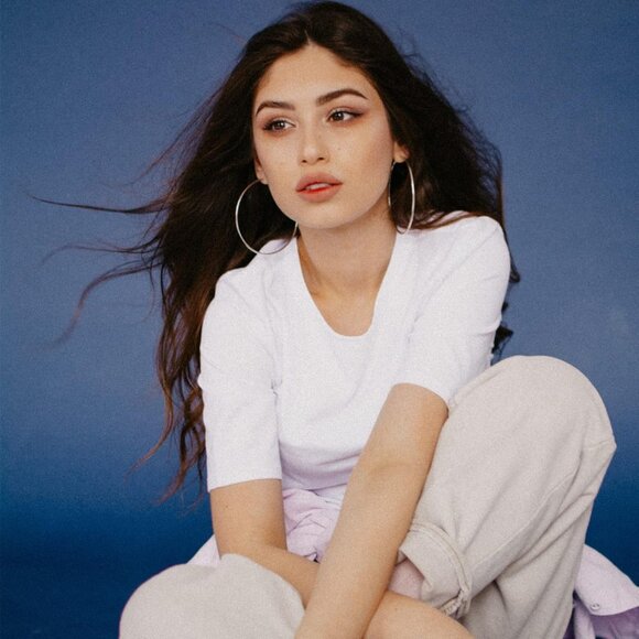 Silver 50mm Hypoallergenic Hoop Earrings with Cubic Zirconia for Women, Dainty D - Picture 5 of 7